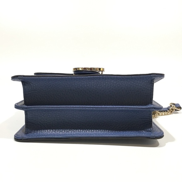 GUCCI INTERLOCKING G LEATHER CROSSBODY / SHOULDER BAG -BLUE -NWT - Picture 4 of 10